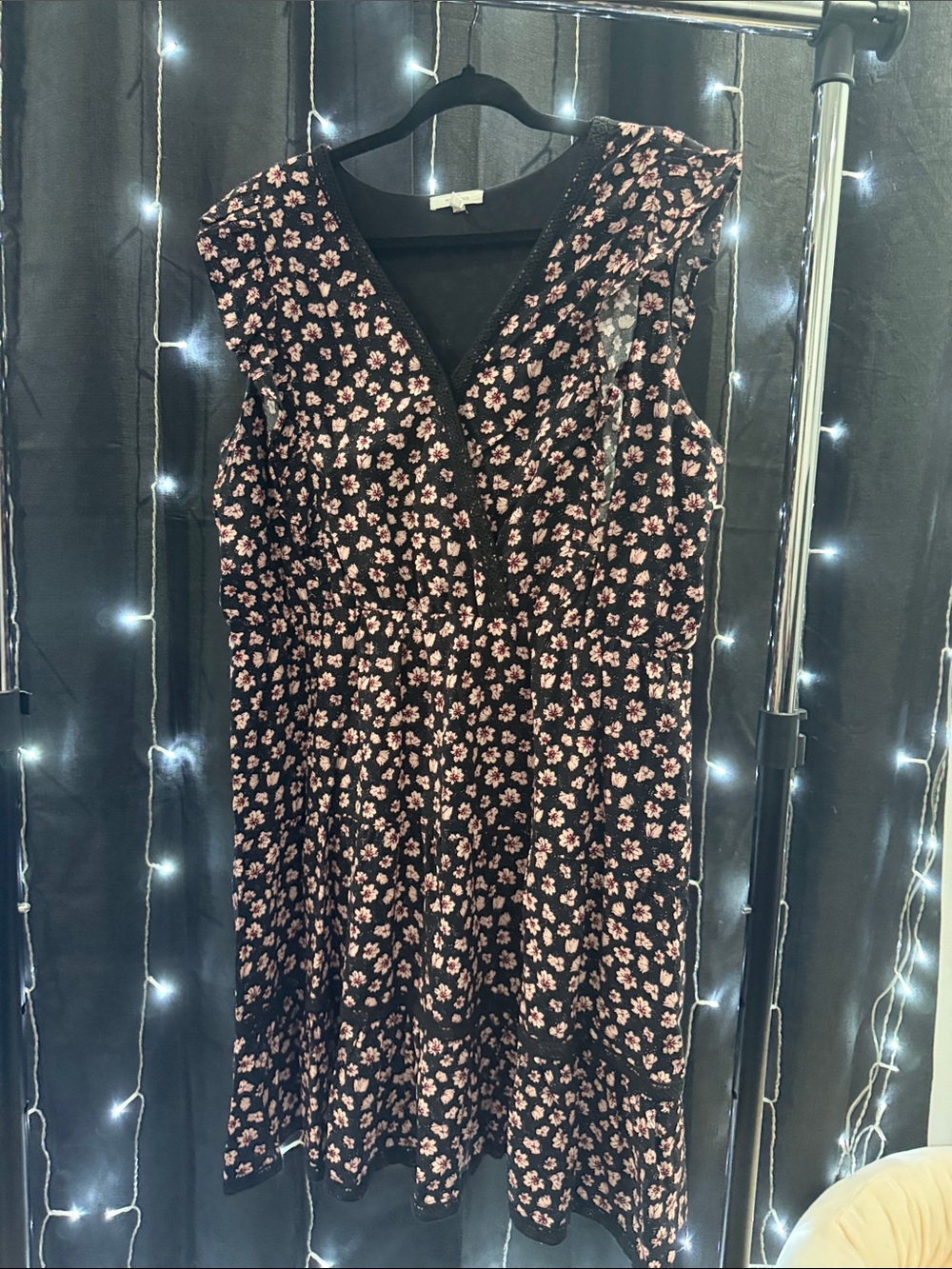 Maurices Black Dress with Pink Floral Print